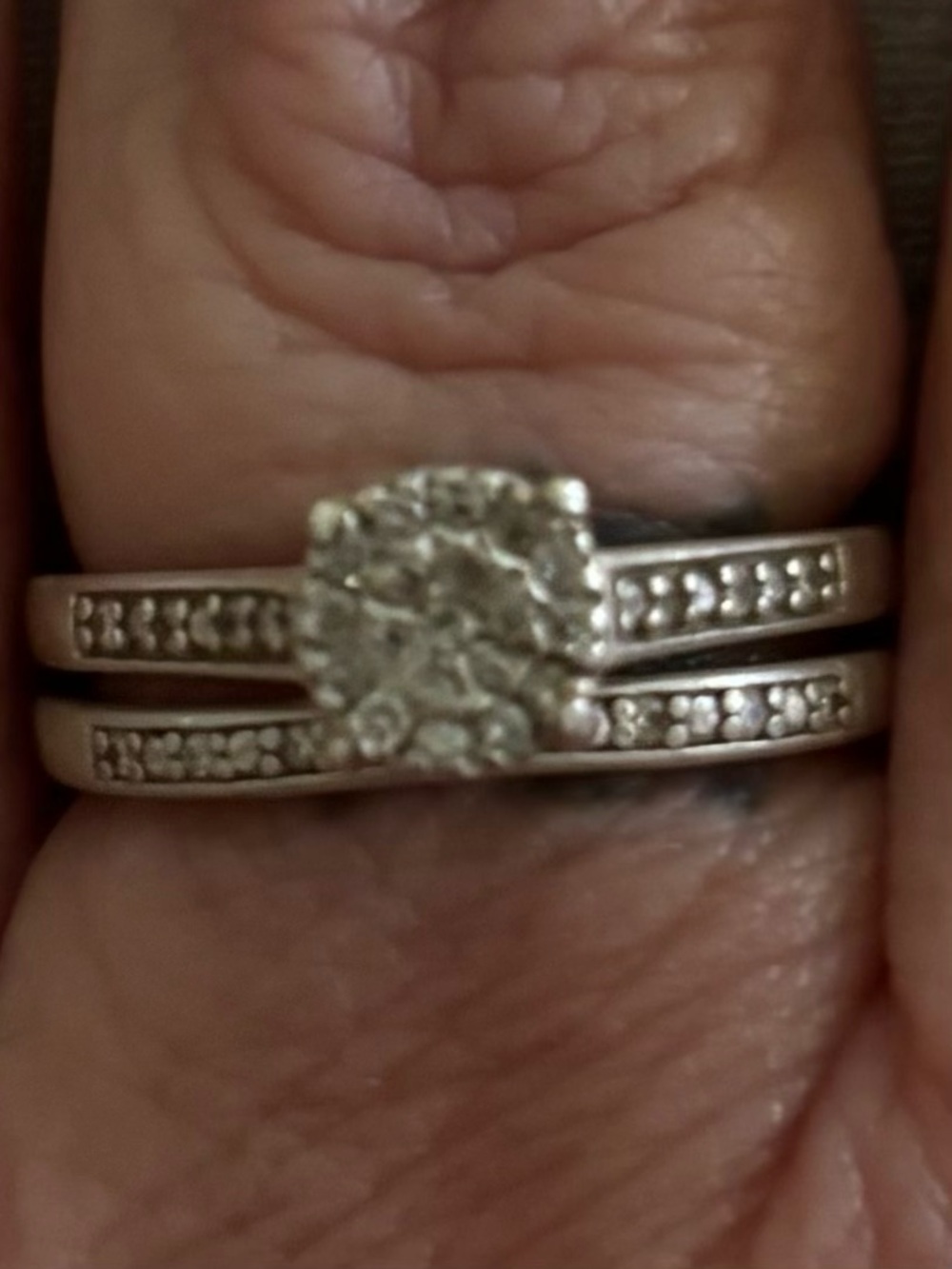 Sterling Silver Diamond Bridal Ring Set in Silver
